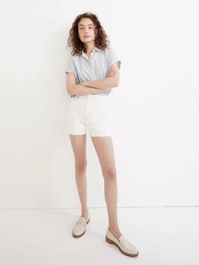 Madewell Cream High-Rise Rolled Hem Denim Shorts Size 24